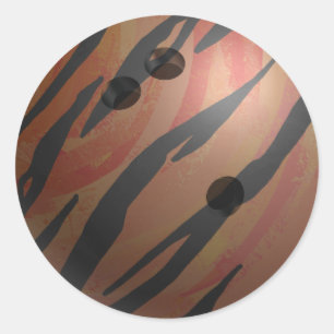 Bowling Ball Tiger Orange Runder Aufkleber
