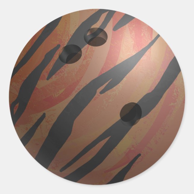 Bowling Ball Tiger Orange Runder Aufkleber (Vorderseite)