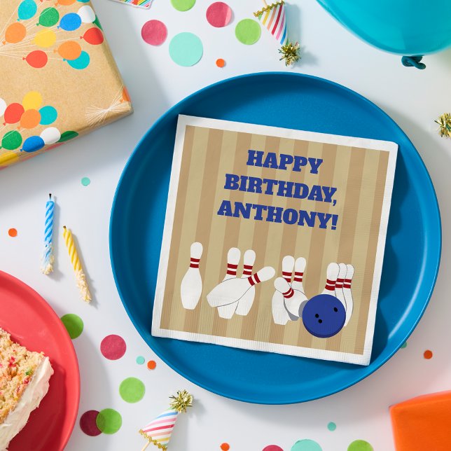 Bowling Ball und Buttone Bowling Birthday Party Serviette (Von Creator hochgeladen)