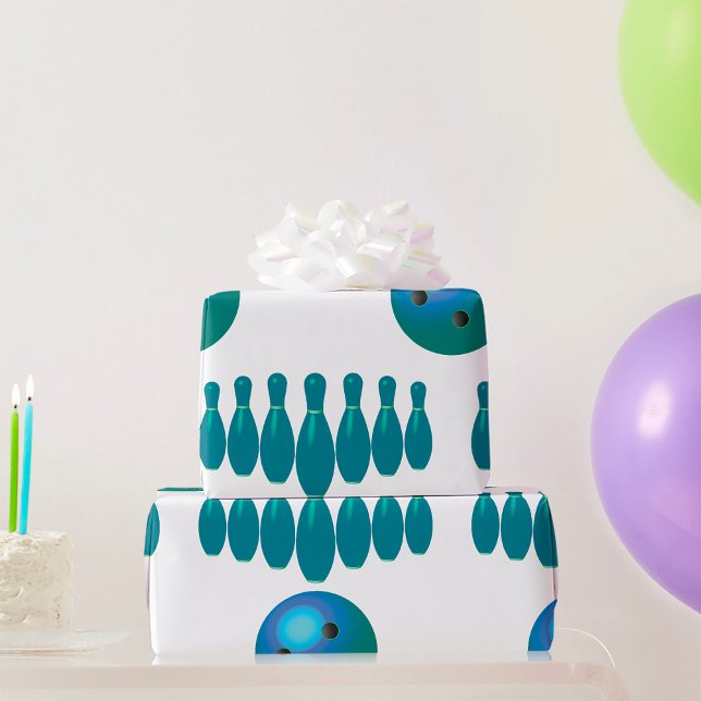 Bowling Ball und Buttone Spaß beim Sport Geschenkpapier (Von Creator hochgeladen)