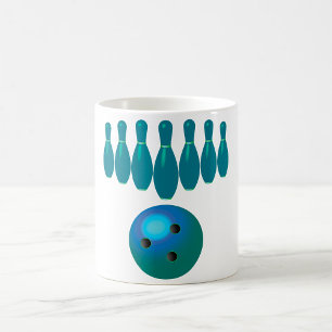 Bowling Ball und Buttone Spaß beim Sport Kaffeetasse