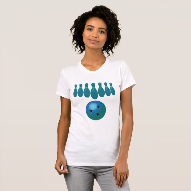 Bowling Ball und Buttone Spaß beim Sport T-Shirt (Vorne ganz)