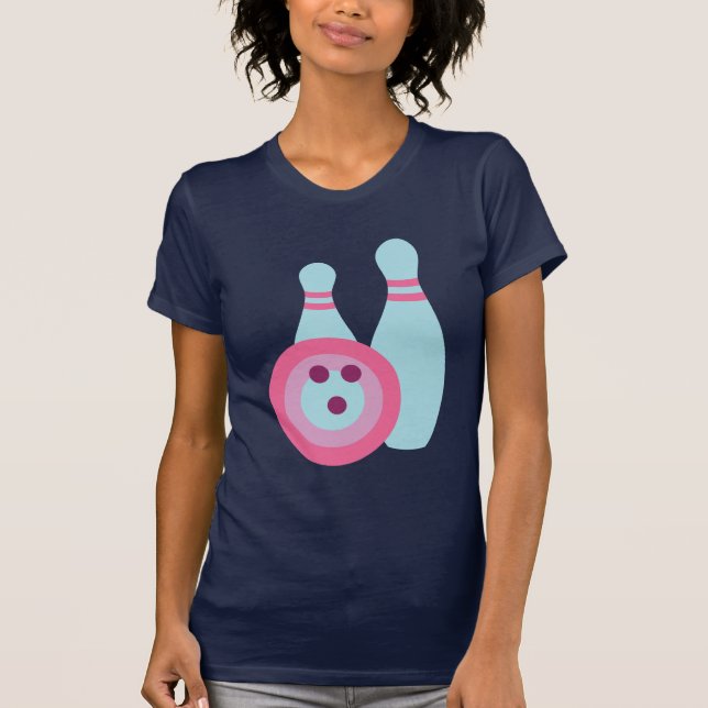 Bowling Ball und Buttone T-Shirt (Vorderseite)