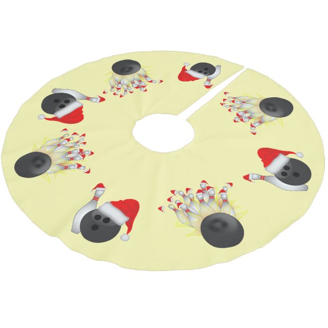 Bowling Ball und Buttone Weihnachten Polyester Weihnachtsbaumdecke (Schrägansicht)