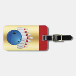 Bowling -- Ball und Pins mit persönlichem Namen/Ad Gepäckanhänger