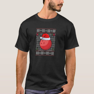 Bowling Ball Weihnachtsmannmütze Ugly Christmas Fu T-Shirt