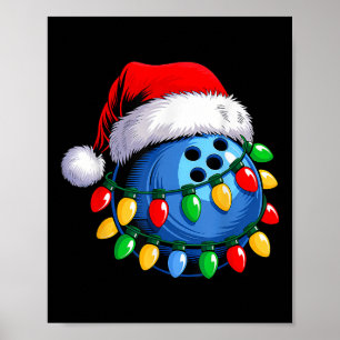 Bowling Ball Weihnachtsmannmütze Weihnachten Bowli Poster