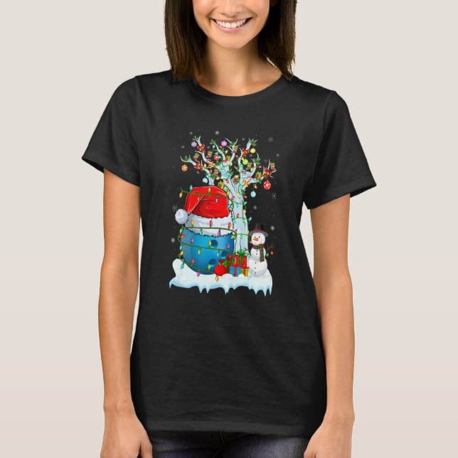 Bowling Ball Xmas Lighting Santa Hat Bowling Ball  T-Shirt (Vorderseite)