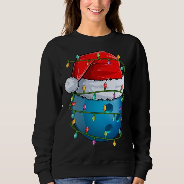 Bowling Ball Xmas Lighting Weihnachtsmannmütze Bow Sweatshirt (Vorderseite)
