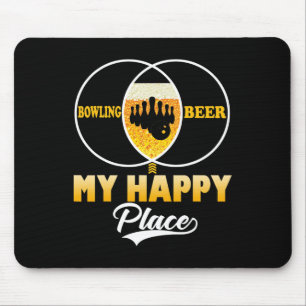Bowling Bier Mein Glücklicher Ort Lustiger Perfekt Mousepad