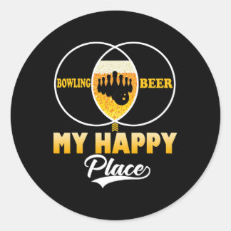 Bowling Bier Mein Glücklicher Ort Lustiges Perfekt Runder Aufkleber