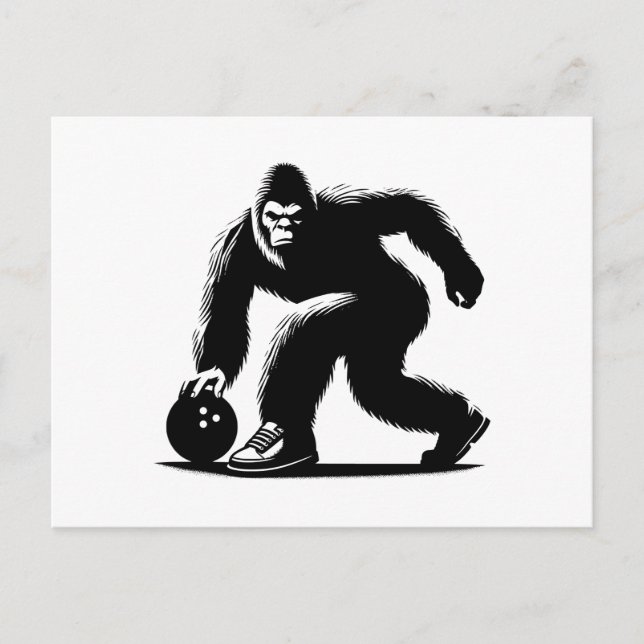 Bowling Bigfoot Feiertagspostkarte (Vorderseite)