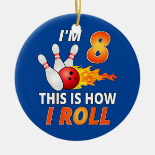 Bowling Birthday 8 Year Old Boy Funny Bowler Girl Keramik Ornament