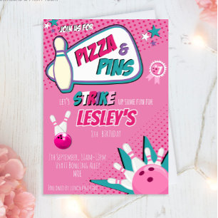 Bowling Birthday Einladung für Mädchen