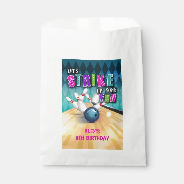 Bowling Birthday Favor Bag - Girl Geschenktütchen (Vorderseite)