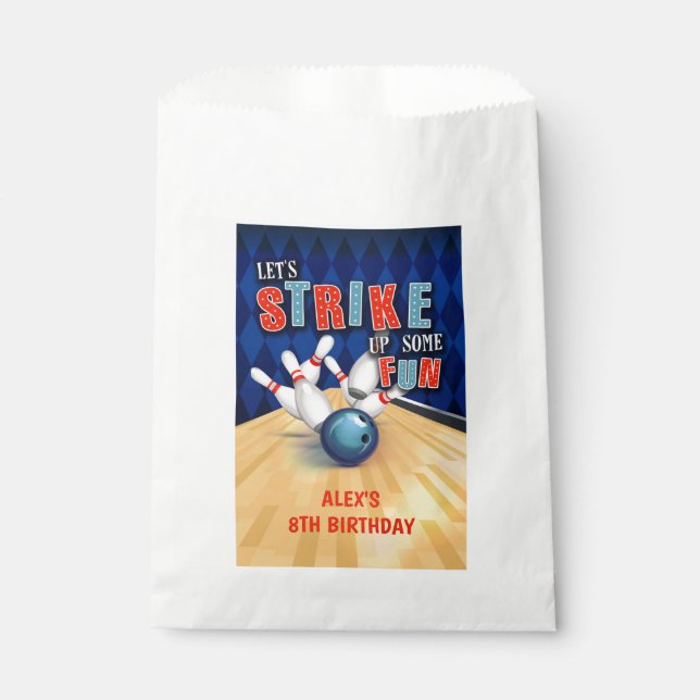 Bowling Birthday Favor Bag - Junge Geschenktütchen (Vorderseite)
