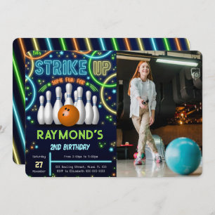 Bowling Birthday Foto Einladung