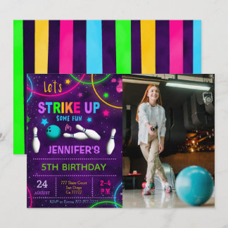 Bowling Birthday Foto Einladung