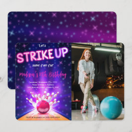 Bowling Birthday Foto Einladung