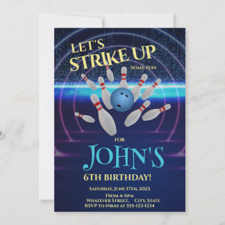 Bowling Birthday Party Custom Einladung