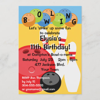 Bowling Birthday Party Einladung