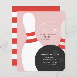 Bowling Birthday Party Einladung