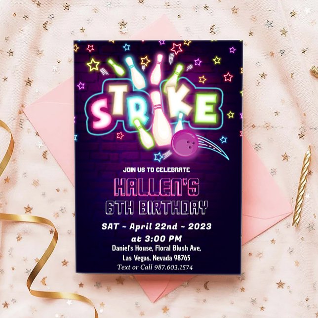 Bowling Birthday Party Einladung (Von Creator hochgeladen)