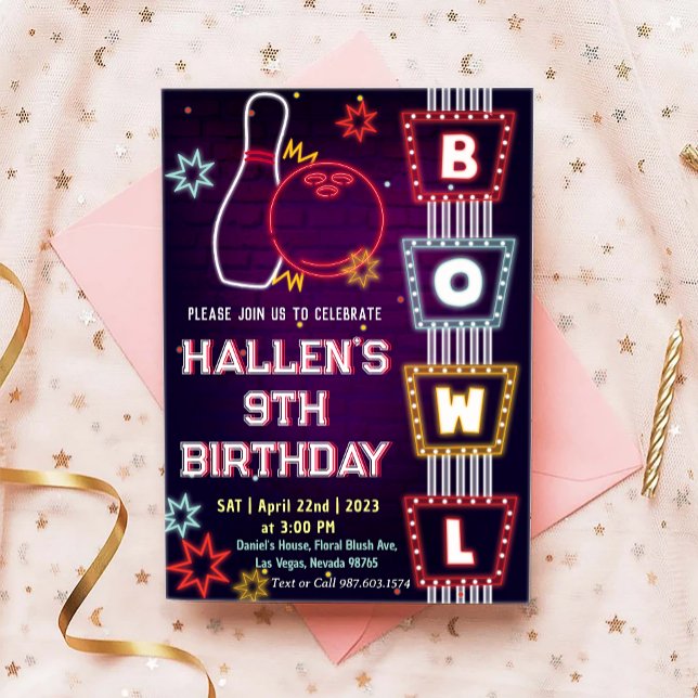Bowling Birthday Party Einladung (Von Creator hochgeladen)