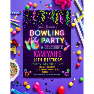 Bowling Birthday Party Einladung