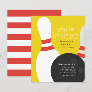 Bowling Birthday Party Einladung