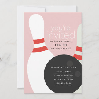 Bowling Birthday Party Einladung