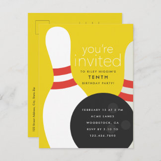 Bowling Birthday Party Einladungspostkarte