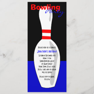 Bowling Birthday Party Invite - Red White und Blue Einladung