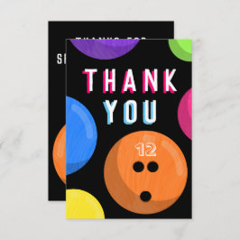 Bowling Birthday Party Kosmischer Bowling Neon Ora Dankeskarte