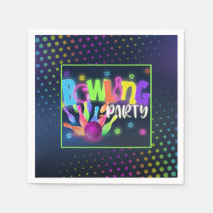 Bowling Birthday Party Napkin - Neon Serviette