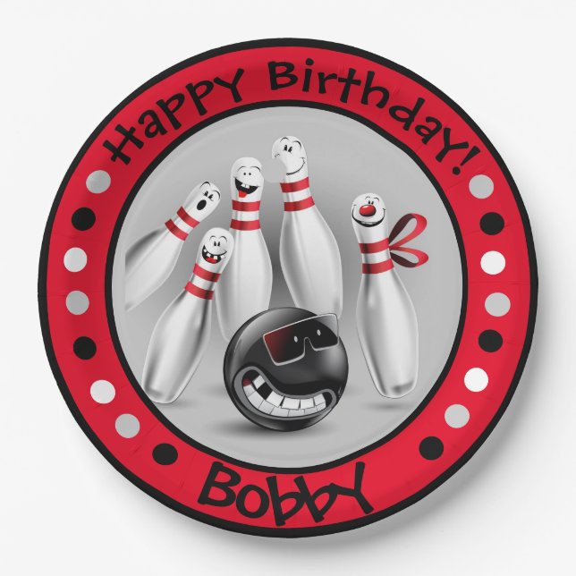 Bowling Birthday Party Paper Teller (Vorderseite)