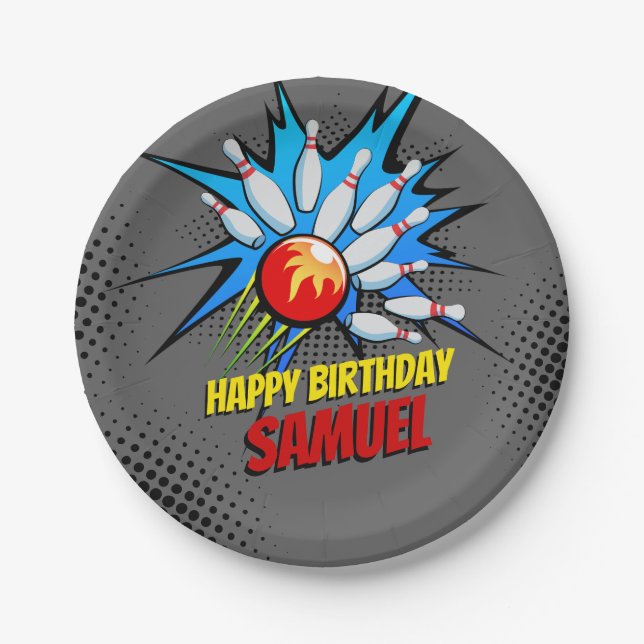 Bowling Birthday Party Pappteller (Vorderseite)