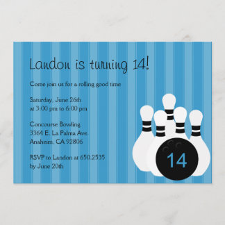 Bowling Birthday Party - Rosa Einladung