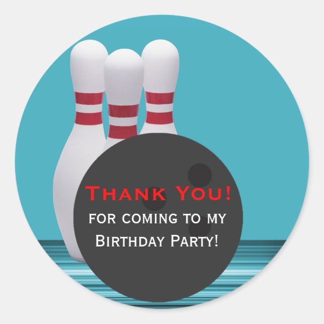 Bowling Birthday Party Sticker (Vorderseite)