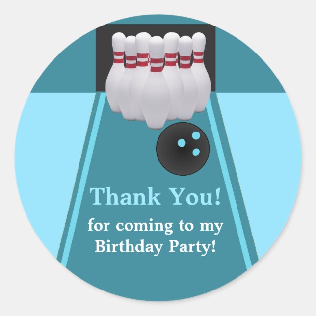 Bowling Birthday Party Sticker (Vorderseite)