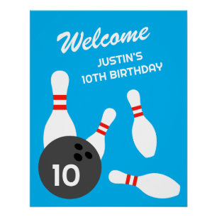 Bowling Birthday Party Template Plakatzeichen Poster