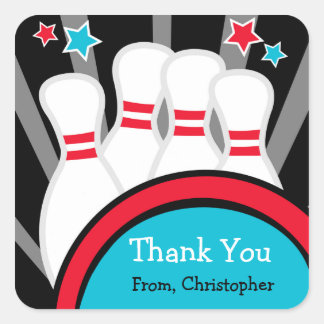 Bowling Birthday Party Vielen Dank Stickers