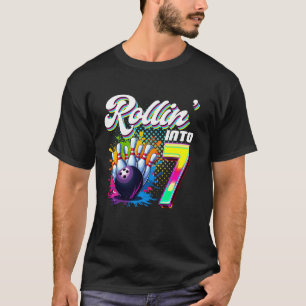 Bowling Birthday Rollin Into 7 Party 7. Geburtstag T-Shirt