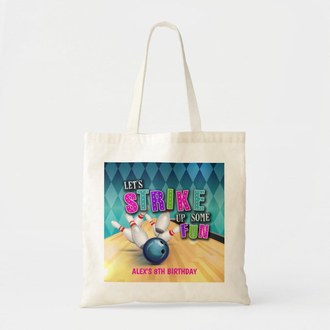 Bowling Birthday Tote Bag - Mädchen Tragetasche (Vorne)