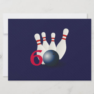 Bowling, Bowler 60. Geburtstag Einladung. Einladung