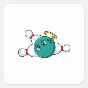 Bowling Bowling ball Bowling Button Quadratischer Aufkleber