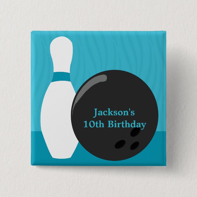 Bowling Boy Birthday Party Button (Vorderseite)