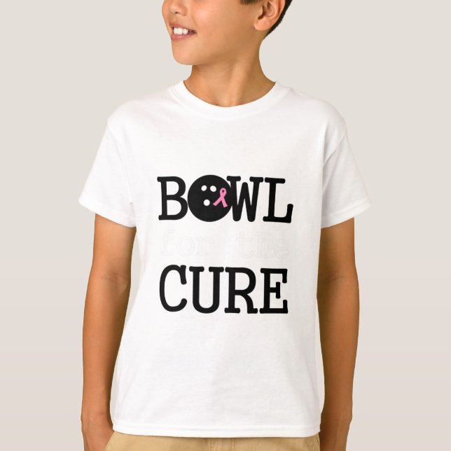 Bowling Brustkrebs-Bowler rosa Ribbon-Schüssel für T-Shirt (Vorderseite)