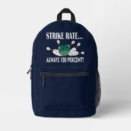 Bowling Button Ball Strike Team Bedruckter Rucksack