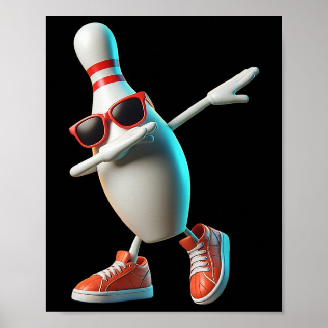 Bowling Button Dabbing Sungles Bowler Player Kids  Poster (Vorne)
